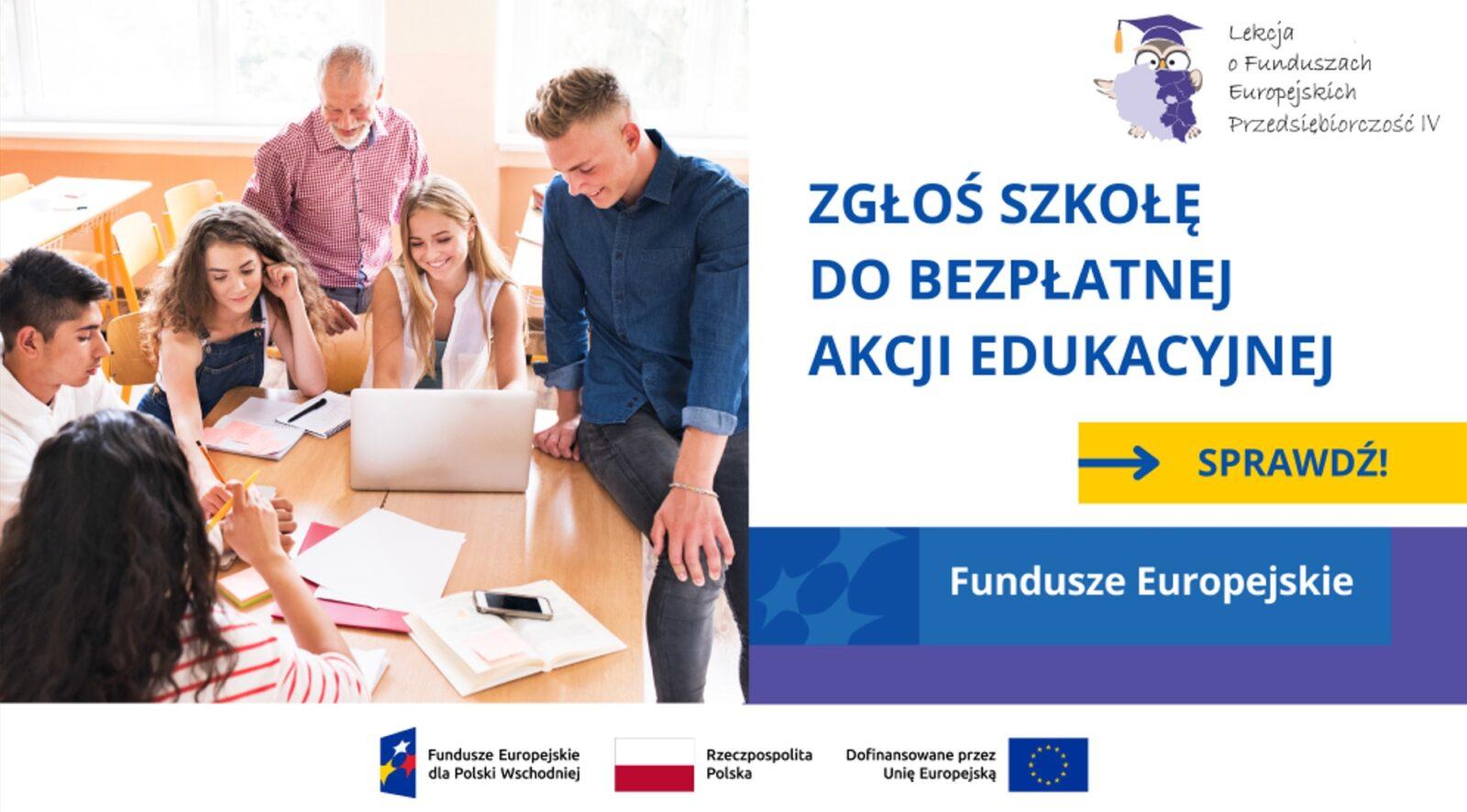 Zgłoś szkołę do bezpłatnej akcji edykacyjnej - plakat