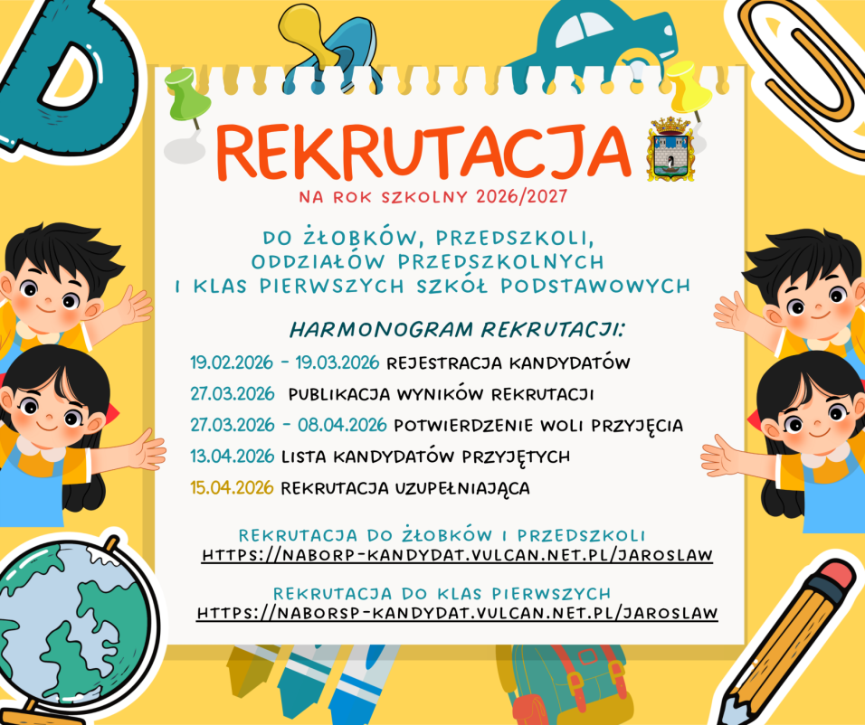 Trwa rekrutacja do&nbsp;żłobków, przedszkoli i&nbsp;szkół podstawowych - grafika z&nbsp;tekstem
